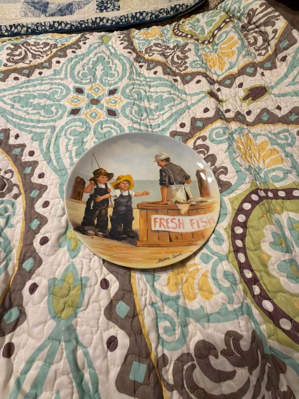 Edwin M. Knowles "Fish Story" Collector Plate by Jeanne Down